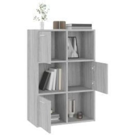 Meuble de rangement Doka 60cm - 3 niches 3 portes-Chêne gris