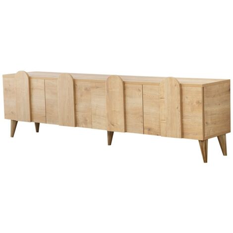 Meuble de rangement en bois 4 portes battantes Robas 180cm-Couleur Marron clair