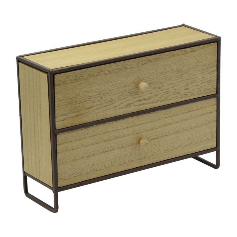 Webmarketpoint - Meuble de rangement en métal et bois brun rouille 2 tiroirs cm29x10h21