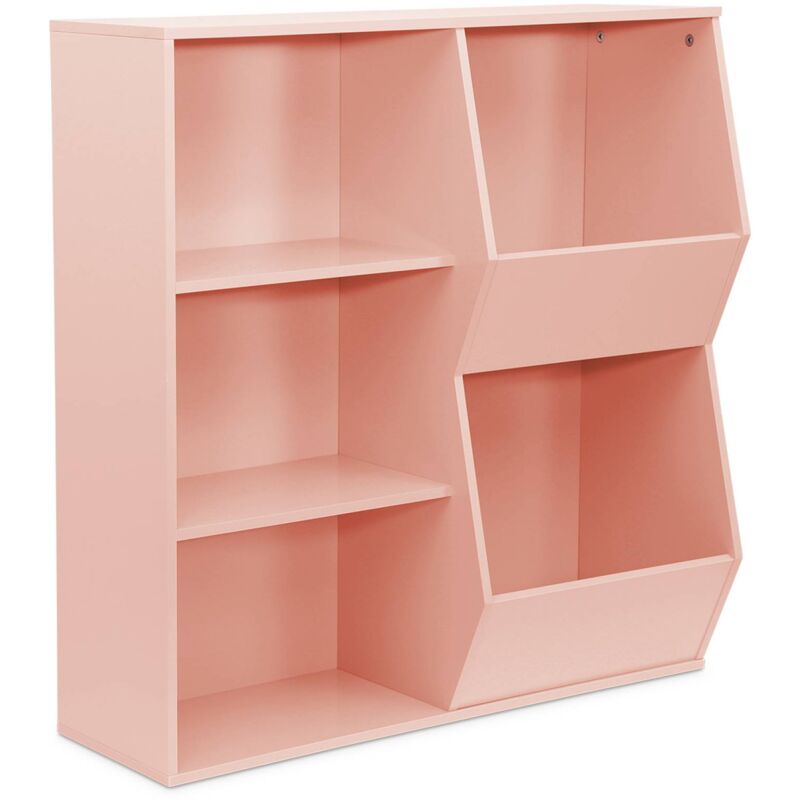 Sweeek - Meuble de rangement enfant rose. 3 étagères et 2 espaces de rangement