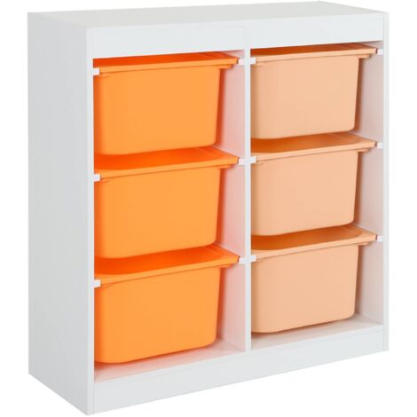 SWEEEK Meuble de rangement enfant 6 bacs de rangement en plastique orange pêche - Sora