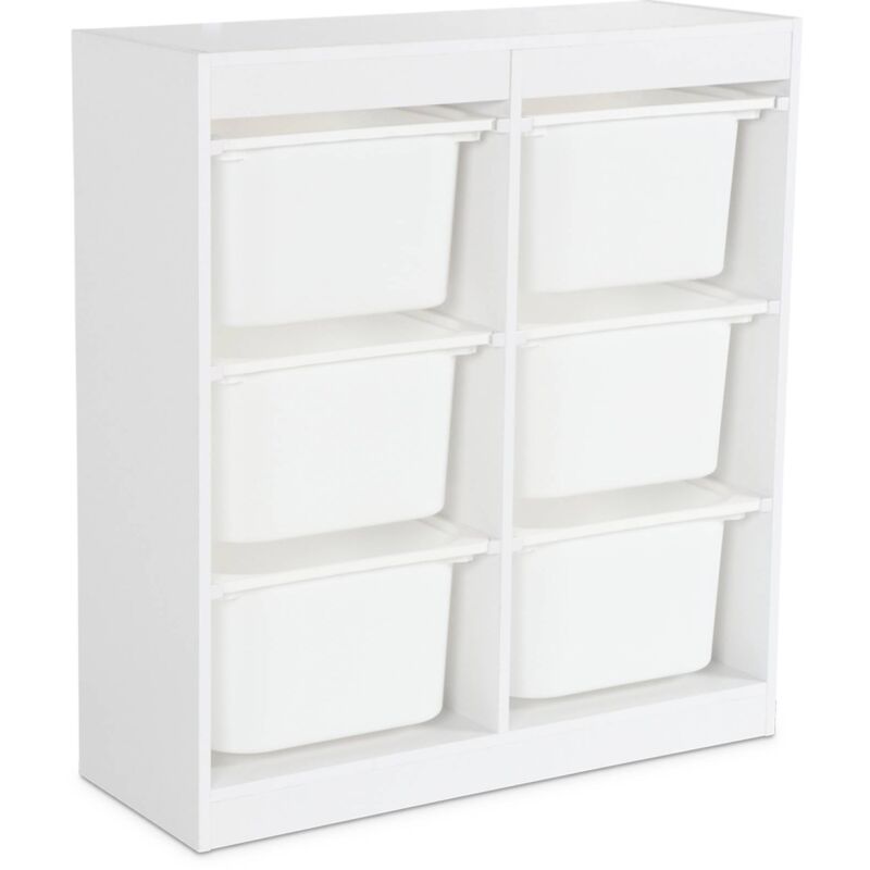 Sweeek - Meuble de rangement enfant. blanc. 6 bacs de rangement en plastique