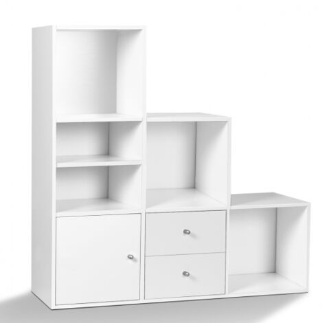 meuble de rangement escalier 3 niveaux bois blanc avec
