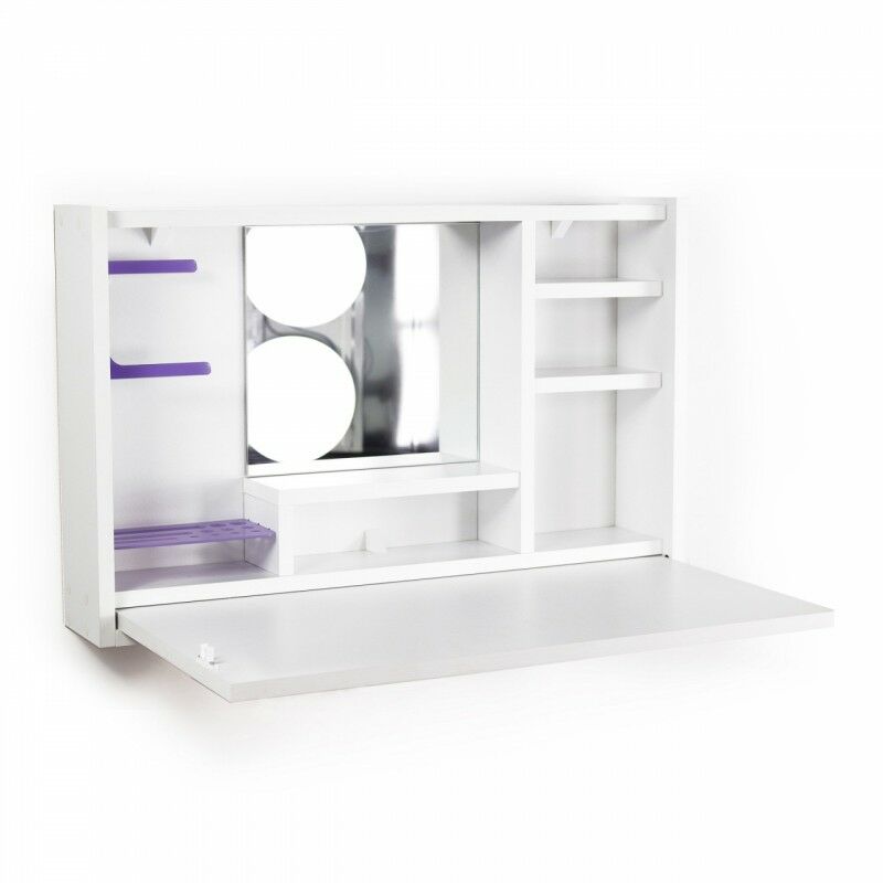 Meuble de rangement escamotable avec miroir mural blanc