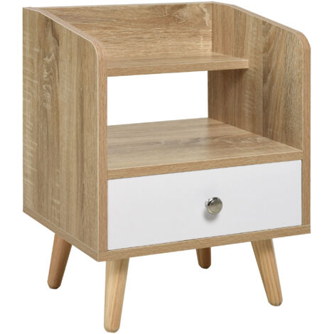Meuble de rangement étroit avec tiroir et étagère en bois 37x30x48cm