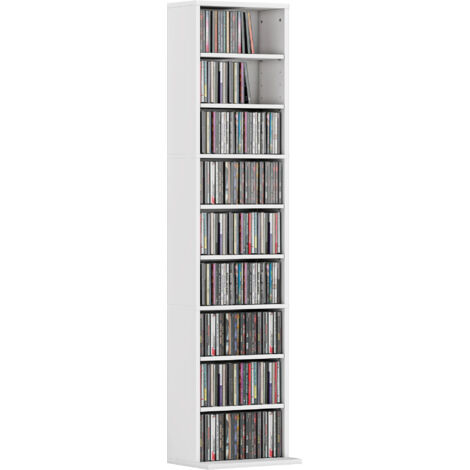 Meuble de rangement étroit pour CD 260 blanc – Colonne gain de place pour salon ou salon