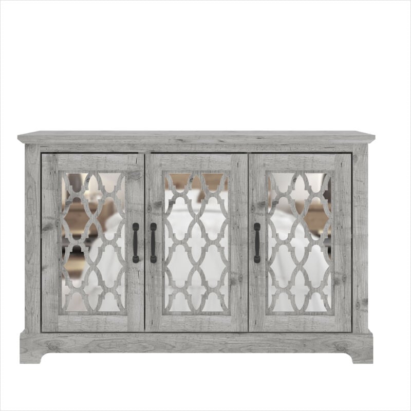 Buffet 3 Portes Galano Heron, 116.1cm w x 39.8cm d x 74.4cm h - Style Moderne, Couleur Gris mexicain