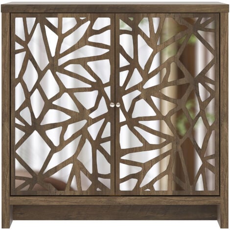 Meuble de Rangement GALANO Lyra 2 Portes, 79 x 39.8 x 77.6 cm, Style Moderne, Couleur chêne noueux