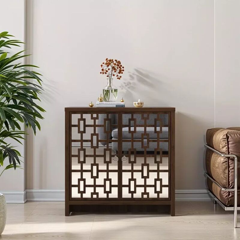 Buffet Galano Newark 2 Portes, 79cm w x 39.8cm d x 77.6cm h, Style Moderne, Couleur noyer royal
