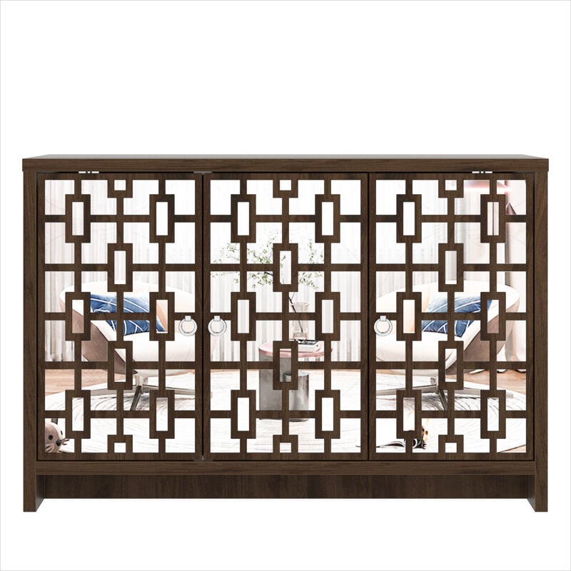 Buffet Galano Newark 3 Portes, 115.6cm w x 39.8cm d x 77.6cm h, Style Moderne, Couleur noyer royal