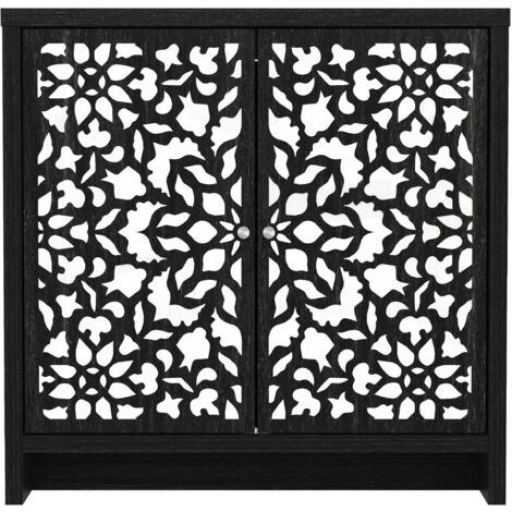 Meuble de Rangement GALANO Orissa 2 Portes, 79 x 77.6 x 39.8 cm, Style Moderne, Couleur Chêne noir rustique