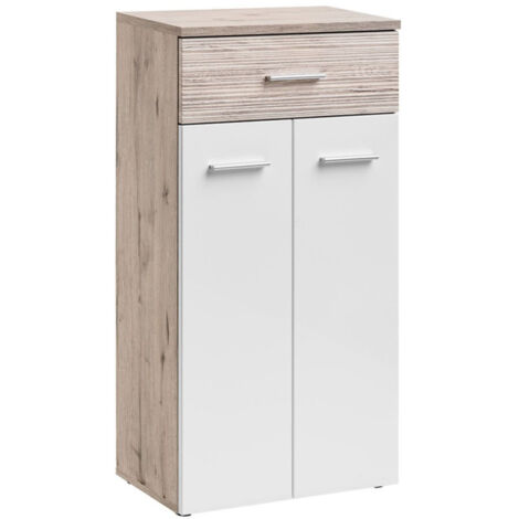 Meuble de Rangement "Gustavo" 114cm Naturel & Blanc