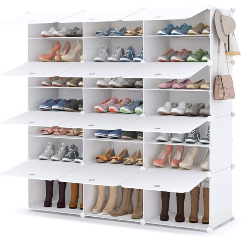 Meuble de rangement - HOMIDEC - Etagère à chaussures - 7 niveaux - Capacité 42 paires - Bois