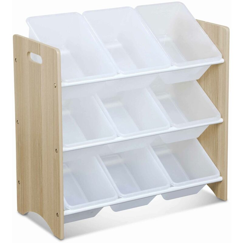 Meuble de rangement pour enfant avec 9 casiers - Tobias - MDF décor bois naturel. 64x29.5x60cm