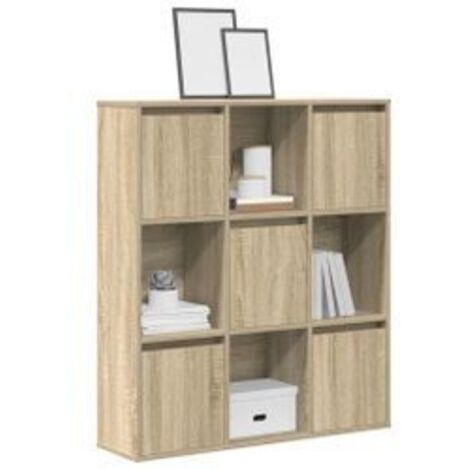 Meuble de rangement Kate 89cm - 4 niches 5 portes-Chêne clair