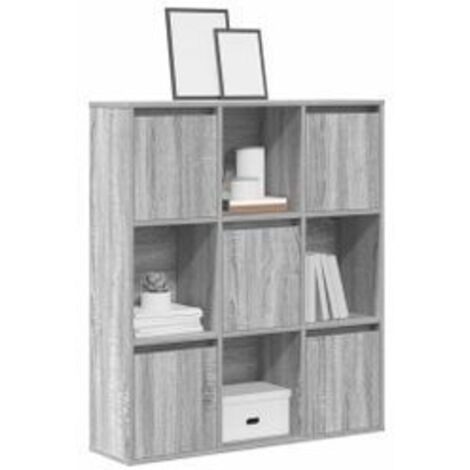 Meuble de rangement Kate 89cm - 4 niches 5 portes-Chêne gris