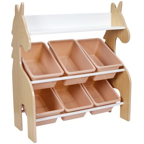 Meuble de rangement licorne pour enfants – 6 bacs colorés – Dimensions 63,3 x 29,5 x 71,5 cm – MDF et polypropylène – The Home Deco Kids
