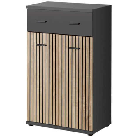 Meuble de Rangement "Marco" 96cm Naturel & Gris