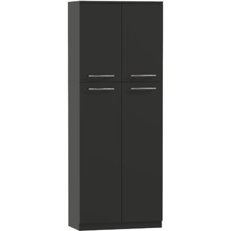 Meuble de rangement minimaliste avec 2 armoires et étagères ajustables, bois noir, 59x31x155 cm