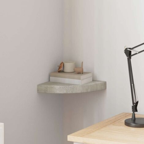 Meuble de Rangement Moderne  Étagère d'angle murale Gris béton 25x25x3,8 cm MDF -BV75526