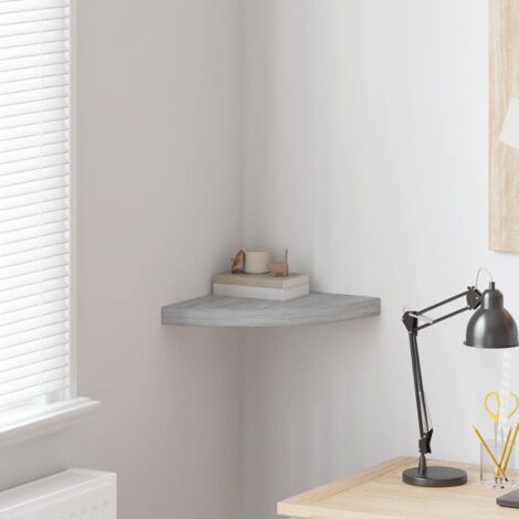 Meuble de Rangement Moderne  Étagère d'angle murale Gris béton 35x35x3,8 cm MDF -BV62297