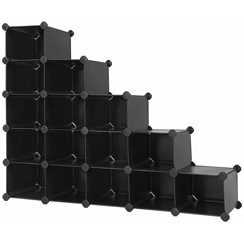 Helloshop26 - Meuble de rangement modulable 16 compartiments étagère en plastique avec portes pour vêtements chaussures jouets livres assemblage
