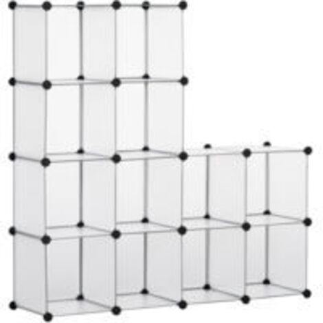 Meuble de rangement modulable, 16 cubes, meuble à chaussures, vêtements, livres, jouets, blanc
