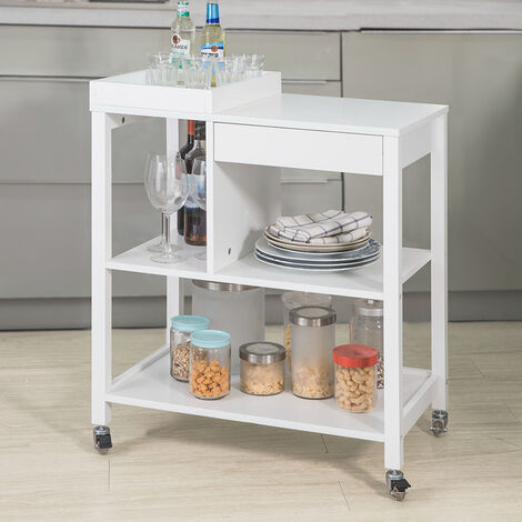 Meuble de rangement Multi-usages Chariot de cuisine de service roulant Meuble Armoire de rangement sur roulettes - Blanc SoBuy® FKW50-W