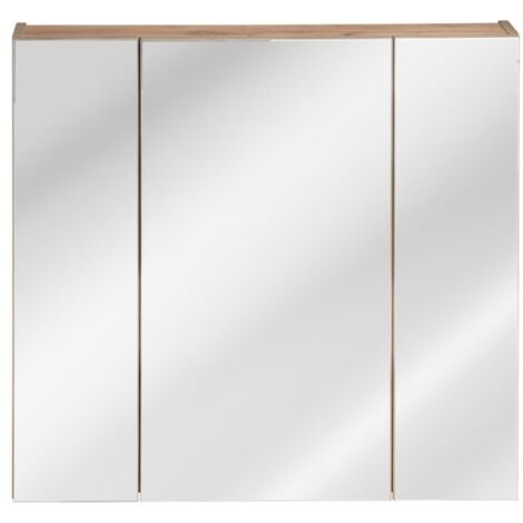 Meuble de rangement NALYA 75 cm – Chêne clair – 3 portes avec miroirs suspendu