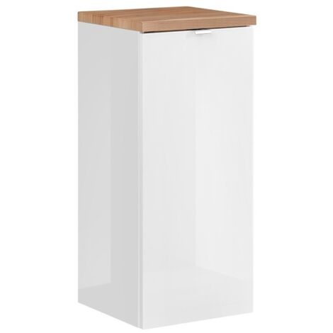 Meuble de rangement NALYA 80 cm – Blanc brillant et chêne clair – Élément suspendu
