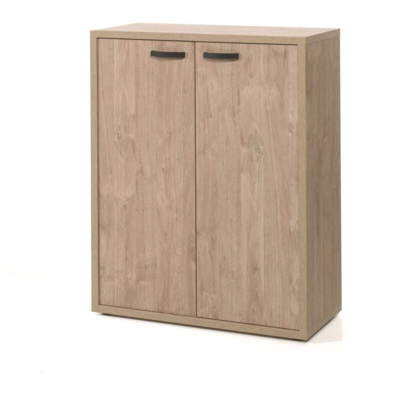 Meublorama - Meuble de rangement pour bureau 2 portes coloris chêne doré collection depé