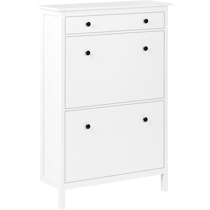 Beliani - Meuble de rangement pour Chaussures 2 Compartiments Jusqu'à 12 paires en mdf Blanc Gibson