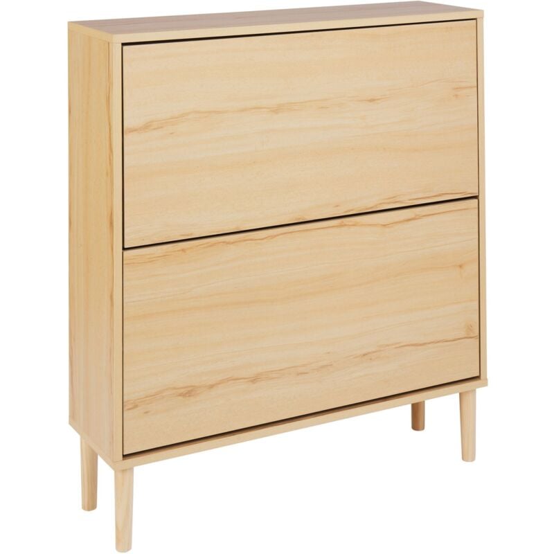 Beliani - Meuble de Rangement pour Chaussures 2 Compartiments Panneau de Particules et Pieds en Bois Hévéa Clair Norris
