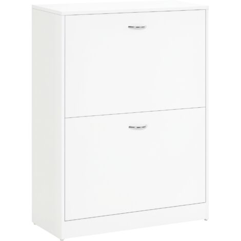 Meuble de Rangement pour Chaussures, 2 Portes Battantes, Dimensions 60x24x80 cm, Blanc