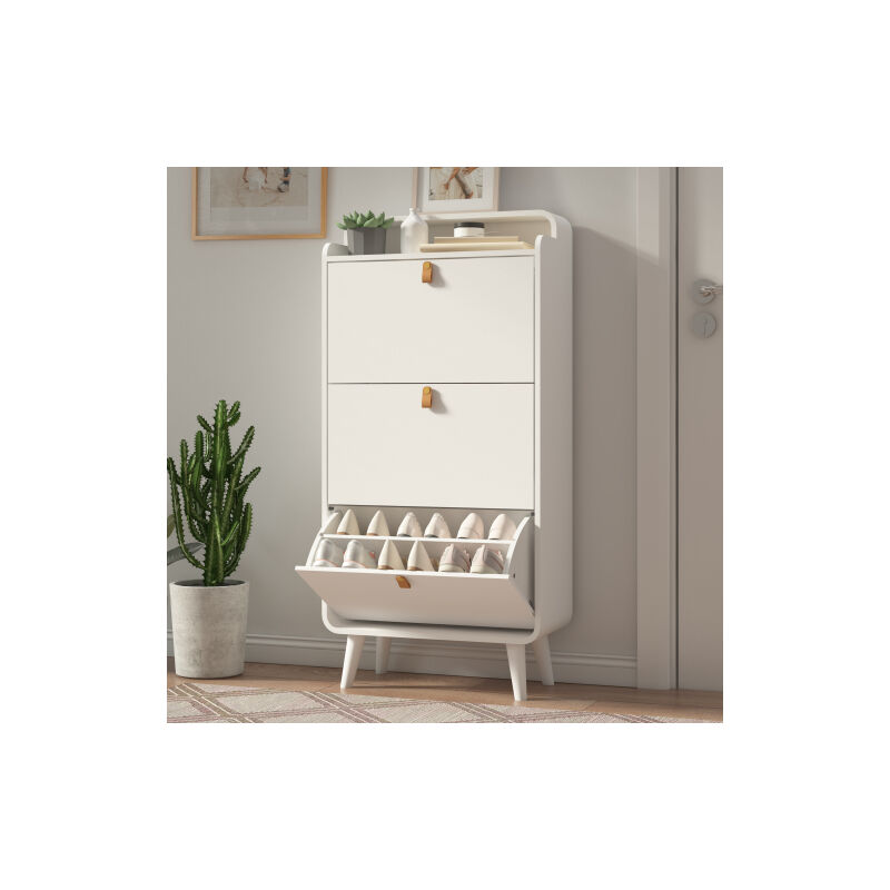 Ineasicer - Meuble de rangement pour chaussures avec 3 tiroirs rabattables, organisateur de chaussures basculant autoportant, armoire à chaussures