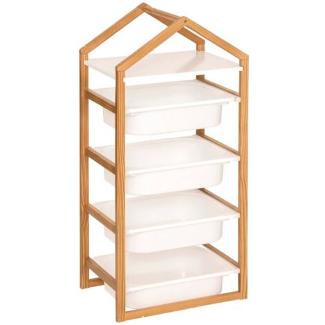 Meuble de rangement pour enfant avec 4 bacs - Longueur 43 x Profondeur 30 x Hauteur 94,5 cm