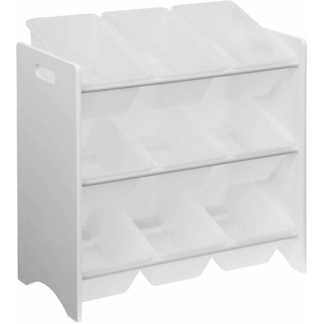 Meuble de rangement pour enfant avec 9 casiers. blanc - Tobias - MDF décor bois naturel. 64x29.5x60cm