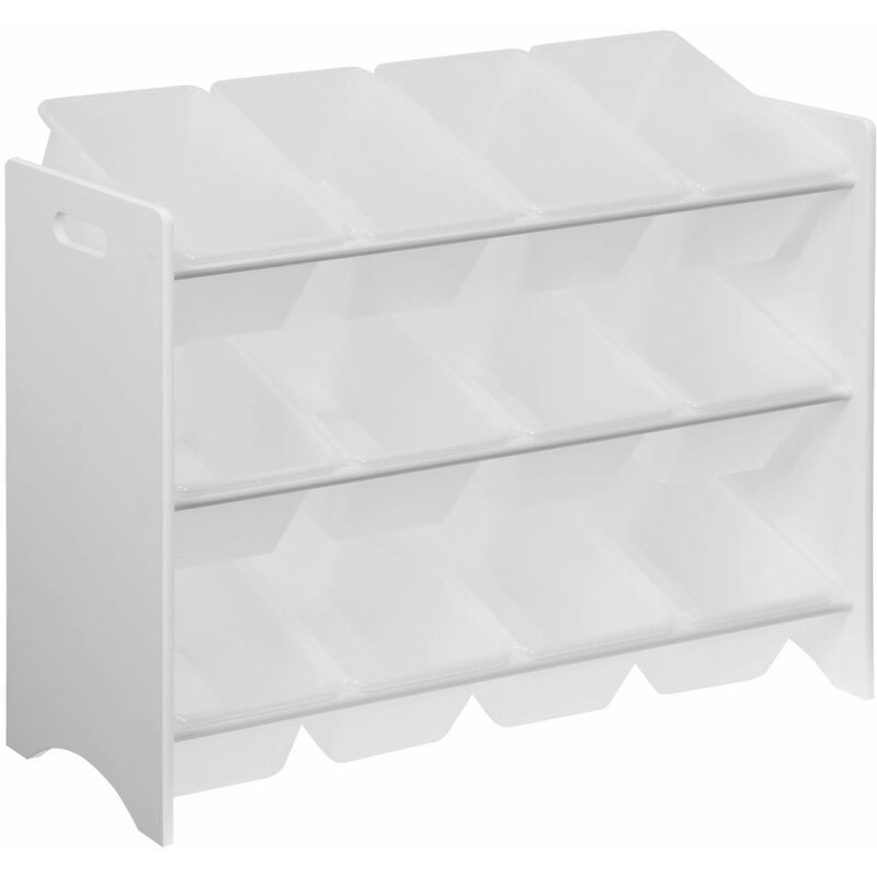 Sweeek - Meuble de rangement pour enfant avec 12 casiers. blanc - Tobias - mdf décor bois naturel. l 84 x p 29.5 x h 60cm