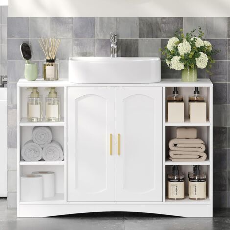 Meuble de Rangement pour Salle de Bain,2 Portes,Étagères Réglable