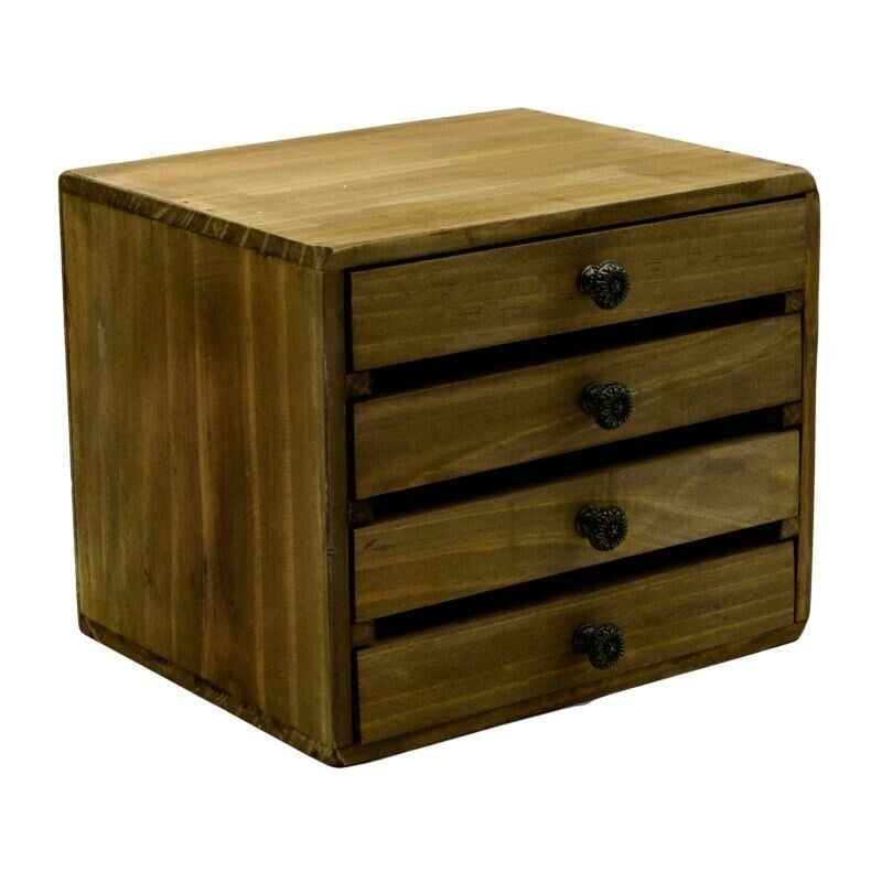 Meuble de rangement rectangulaire en bois avec 4 tiroirs cm21,5x18h18