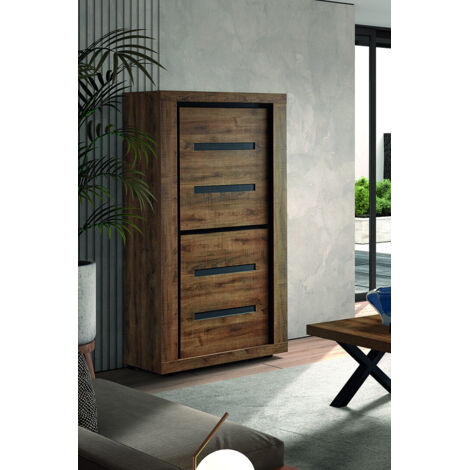 Meuble de rangement rustique chêne foncé Scoty