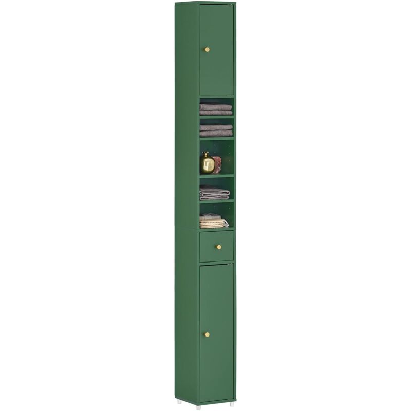 BZR34-SY Meuble de Rangement Salle d Bain Meuble Colonne Armoire de Toilette Meuble wc L20xP20xH180cm, Vert - Sobuy