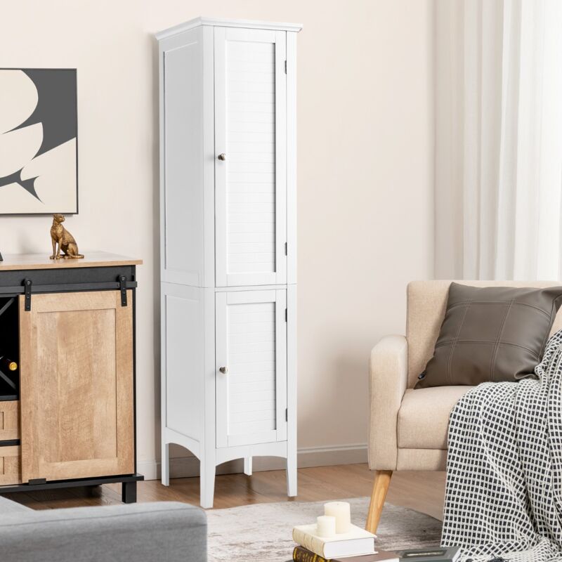 Meuble de Rangement Salle de Bain Colonne sur Pied 5 Niveaux Organisateur 37x37x160cm Blanc CW19275