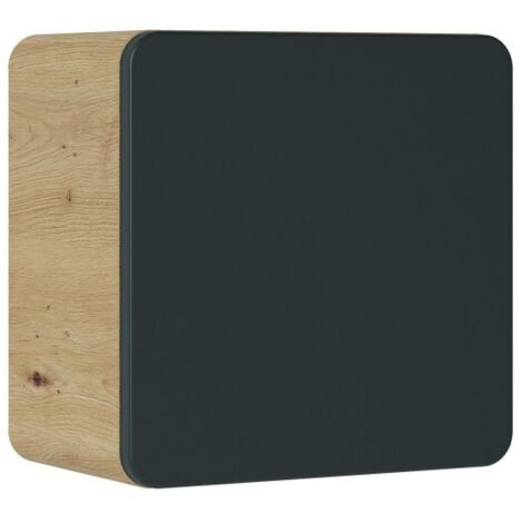 Meuble de rangement salle de bain ERBANO – 1 porte – 35x35 cm – Chêne clair et gris anthracite