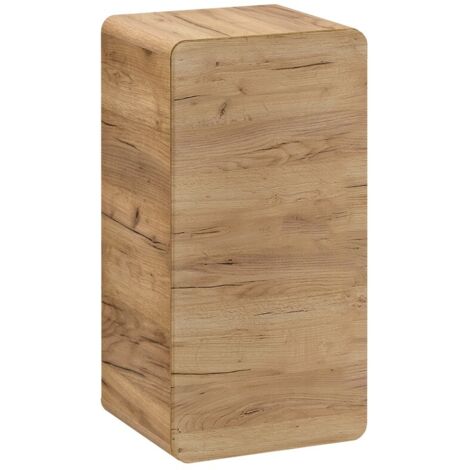 Meuble de rangement salle de bain ERBANO – 1 porte – Coloris chêne clair – Compact et suspendu