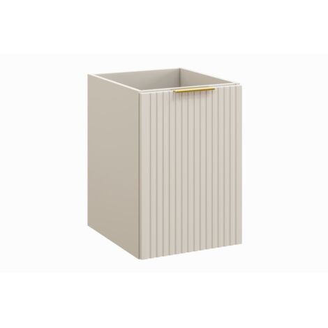Meuble de rangement salle de bain NOXERA – 40 cm – Panier à linge – Beige mat – Suspendu