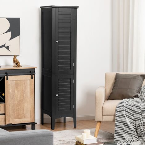 Meuble de Rangement Salle de Bain,Meuble Colonne sur Pied 5 Niveaux Organisateur 37x37x160cm Noir CWXT7060 DESIGN IN