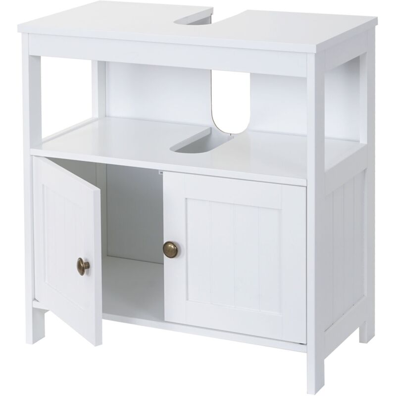 Meuble de rangement sous-lavabo HHG-590, salle de bain, sous-vasque, 60x60x30 cm, blanc