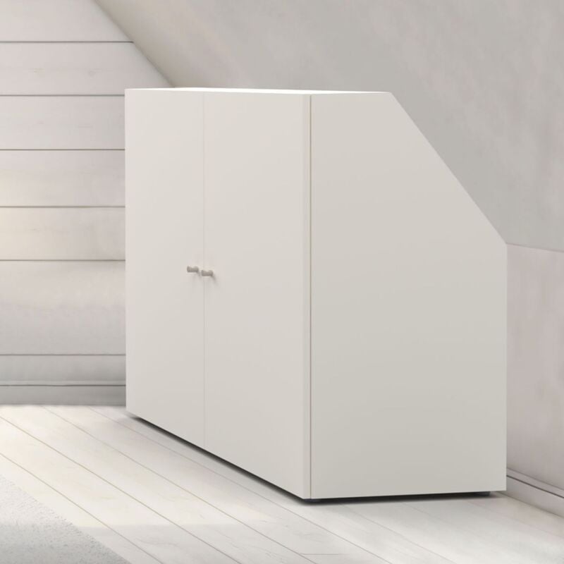 Meuble de rangement sous pente 2 portes cali Blanc - h. 100 x l. 100 x p. 51.8 cm/