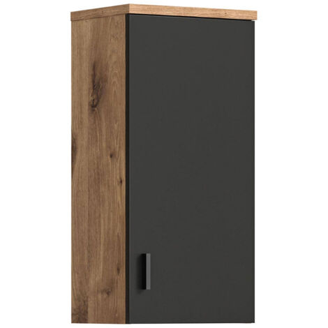 Meuble de rangement suspendu 1 porte chêne et anthracite - GRADDO